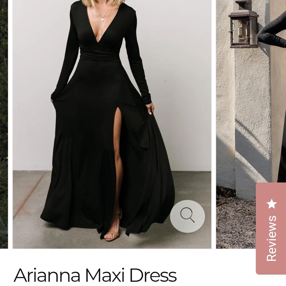 Baltic Born Black Gown with Slit and Bishop Sleeves